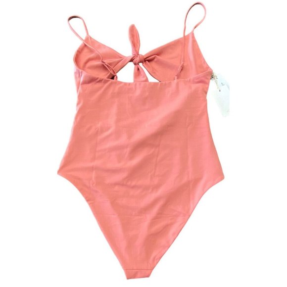 Wilfred Bodysuit Sz M Noe Melon Blush Coral Stretch Cut Out Tie Front NWT New - Picture 2 of 5